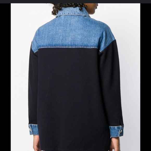 Sandro Gwenaelle Dual-Material Oversized Denim Jacket - Picture 6 of 6